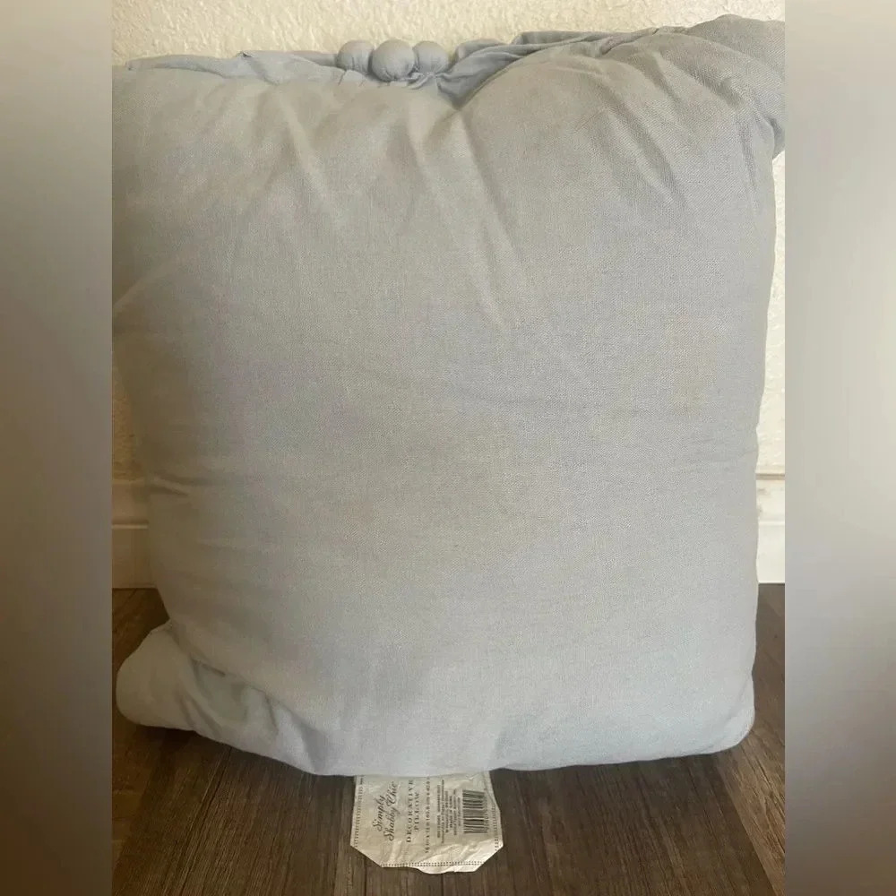 SIMPLY SHABBY CHIC FRENCH FARMHOUSE BLUE RUCHED FLOWER PILLOW HTF RARE - Picture 15 of 16